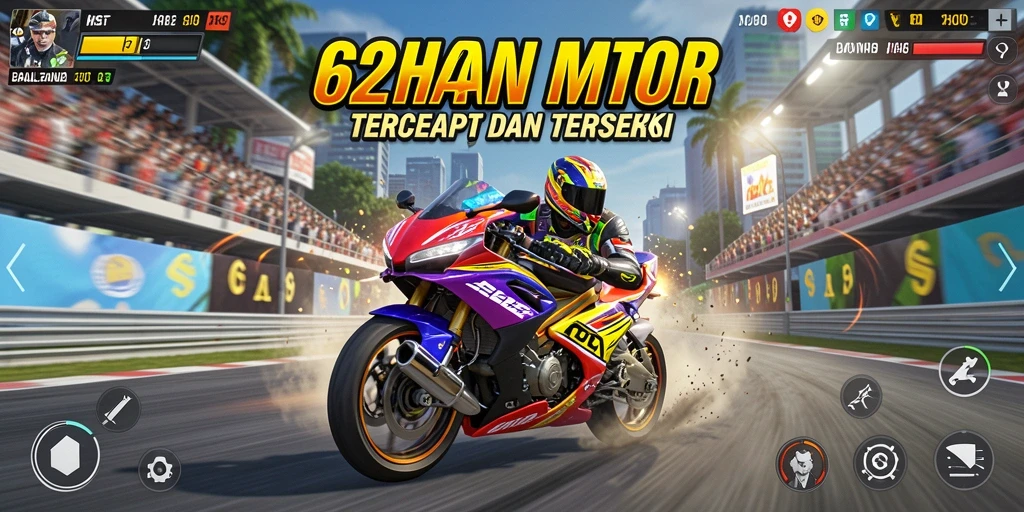 Tangkapan layar gameplay seru di balapan motor 62HOT.