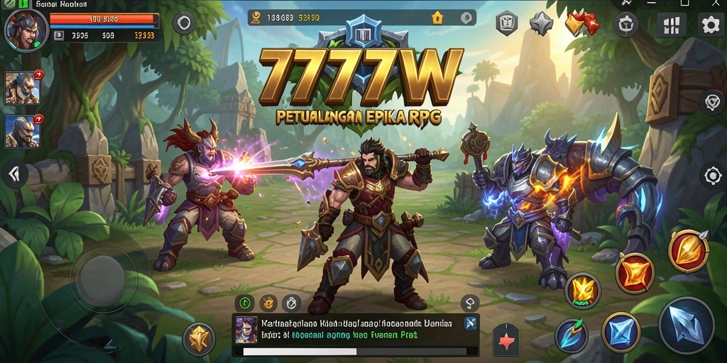 Tampilan gameplay seru dalam petualangan RPG 7777W.