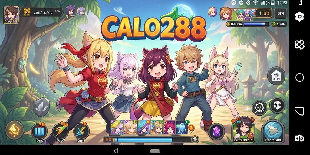 Tampilan gameplay yang menakjubkan dari CALO288 dengan karakter anime ikonik.