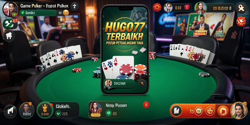 Tangkapan layar gameplay HUGO77 menampilkan aksi poker yang mendebarkan.