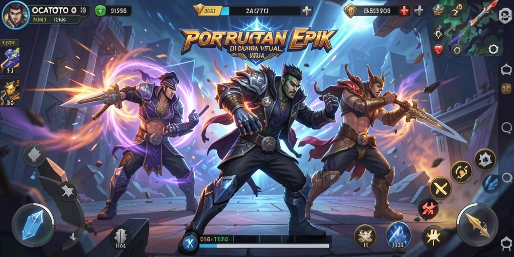 Screenshot gameplay OCATOTO menampilkan aksi pertarungan yang mendebarkan.