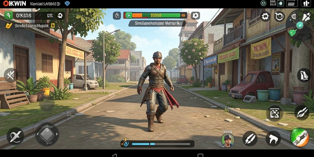 Screenshot gameplay OKWIN yang menunjukkan interaksi karakter.