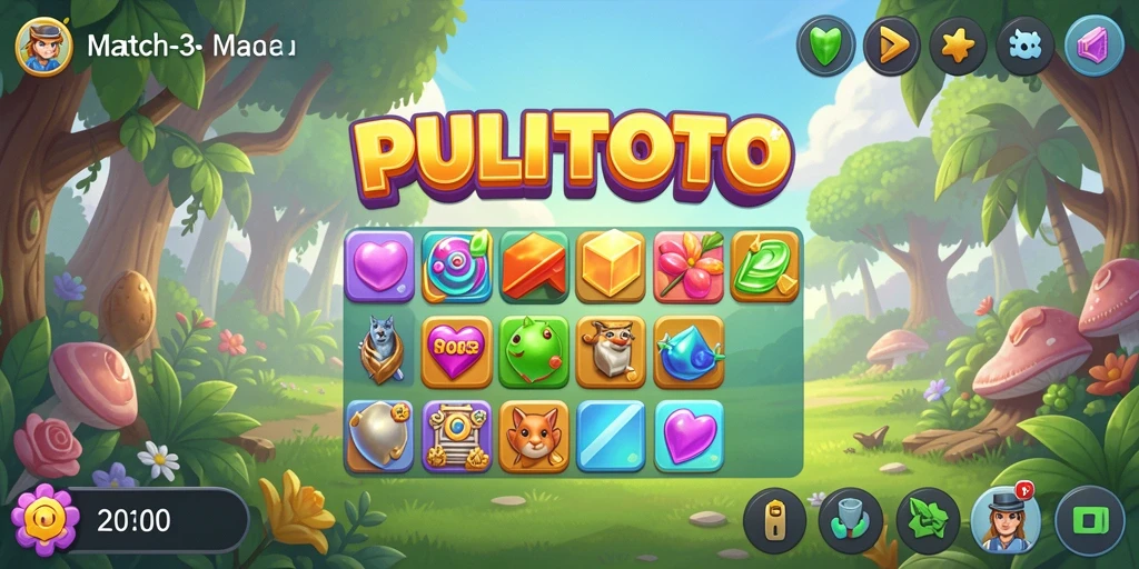 Tampilan menarik dalam game Match-3 PULITOTO dengan gameplay seru.