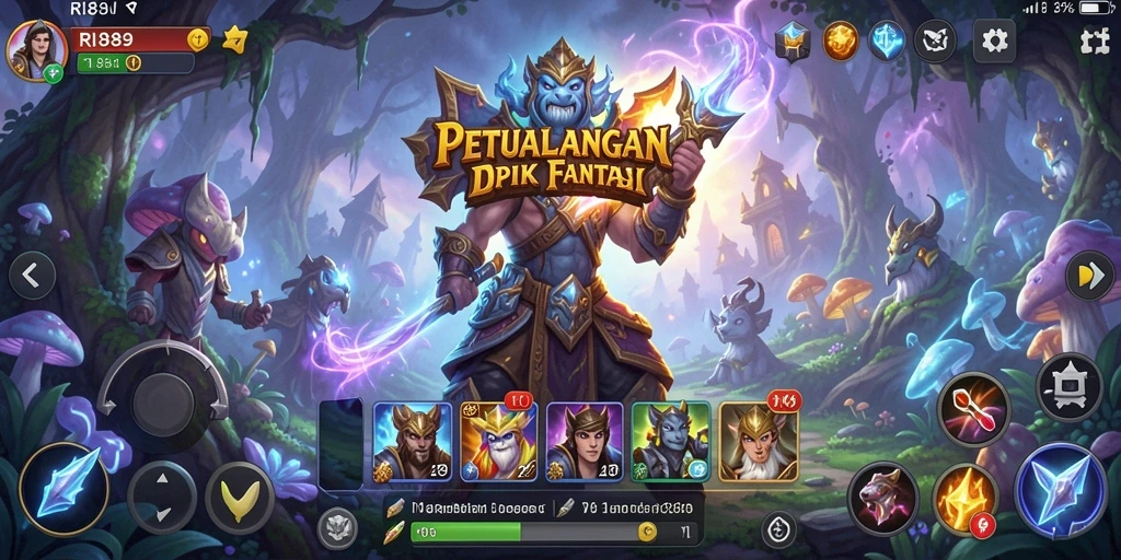 Tampilan gameplay RI889 dengan petualangan seru di dunia fantasi.