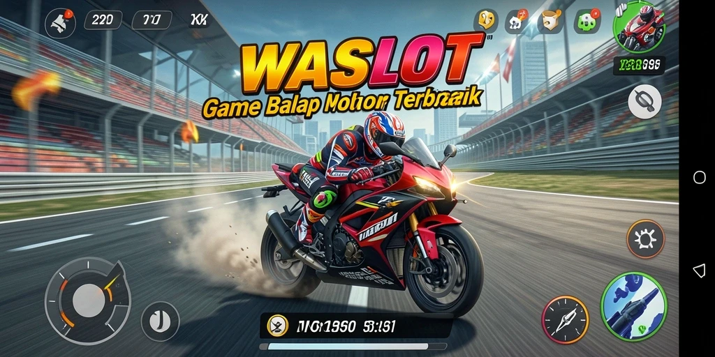 Tampilan gameplay <strong>WASLOT</strong> yang mendebarkan di balapan motor.