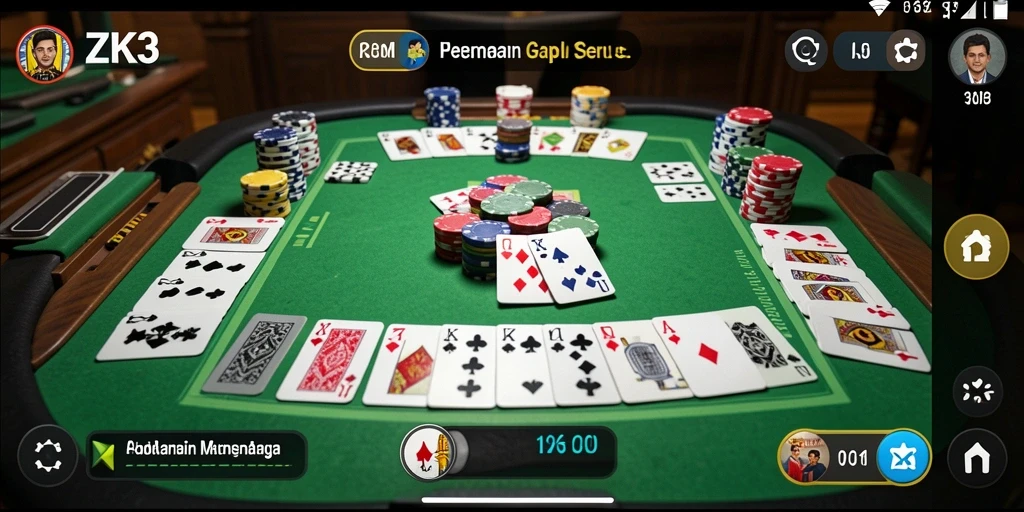 Screenshot gameplay ZK3 menampilkan momen seru dalam permainan Gaple.
