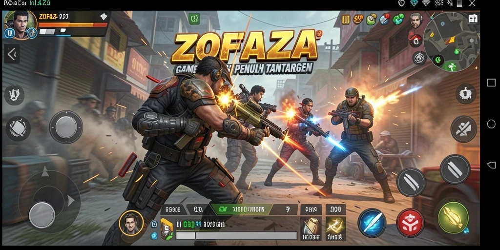 Gameplay ZOFAZA yang penuh aksi dan tantangan.